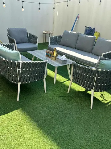 Outdoor 4-Seater Rattan Sofa Set with Coffee Table - Good Condition