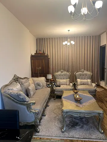 Classic ornate living room sofa and armchair set with coffee table