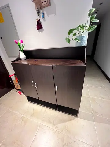 Immediate sale-Dark Wood Shoe Cabinet with Shelves - Good Condition