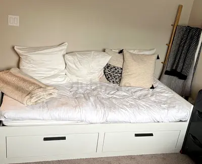 Ikea brimnes daybed frame with underneath storage 2 drawer with mattress,