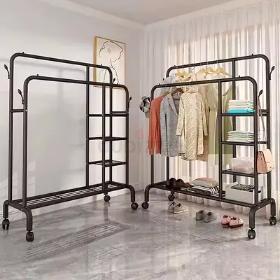 Heavy-Duty Rolling Garment Rack with Storage Shelves
