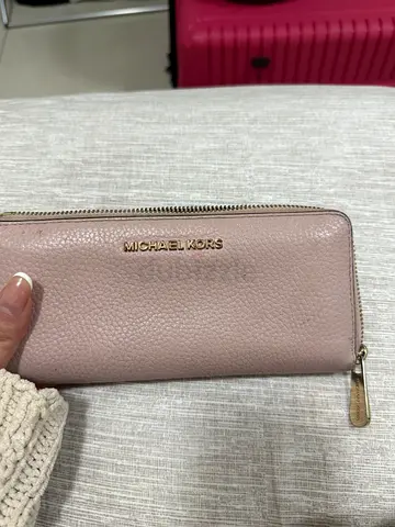 Michael Kors Zip Around Pebbled Leather Wallet - Pale Pink