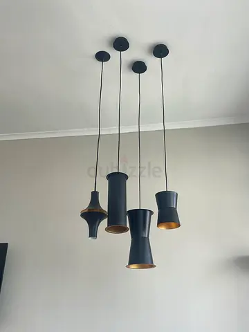 Set of 5 Black  Gold Modern Wall-Mounted Pendant Lights