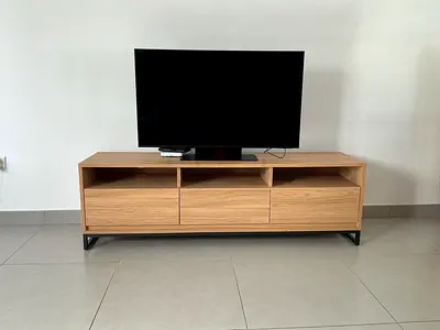 Modern oak TV stand / entertainment unit - 3 drawers