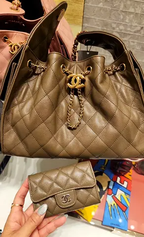 Chanel 25 Small Khaki Caviar Gold Hardware Bag 26A Collection