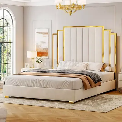 Brand New Luxury King Size Fully Customisable Bed With Golden Strip