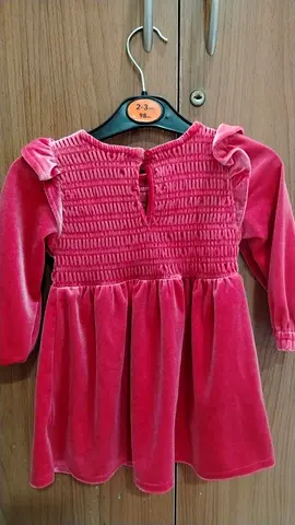 Old Navy brand - Girls pink velvet long-sleeve dress, size 6 to 12 months