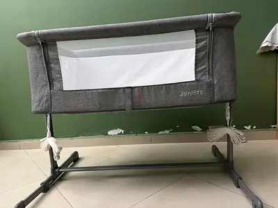 Juniors bedside bassinet / co-sleeper in grey - good condition