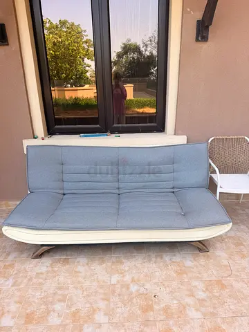 Convertible Sofa Bed – Grey | Free Throw Included