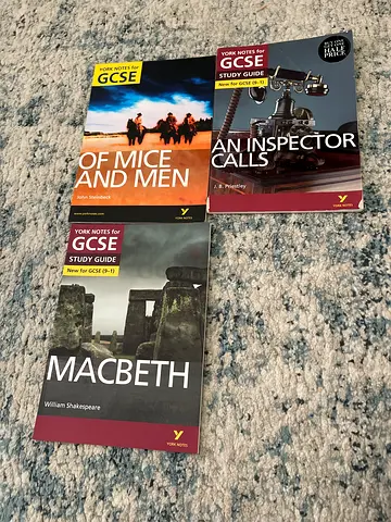 Set of 3 GCSE Study Guides: An Inspector Calls, Of Mice and Men, Macbeth