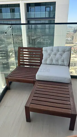 IKEA Garden Furniture - 2 piece seat and table/footstool (including 4 seat cushions)