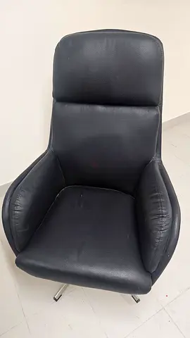 Black Leather Recliner Armchair with Steel Legs