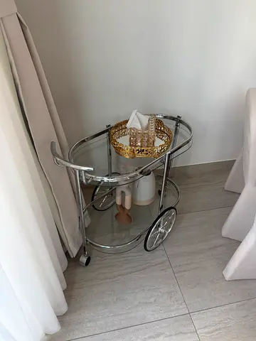 Chrome and Glass Bar Serving Trolley / Tea Cart
