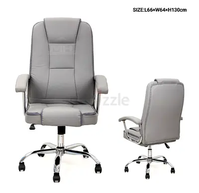 Grey High-Back Executive Office Chair with Padded Armrests