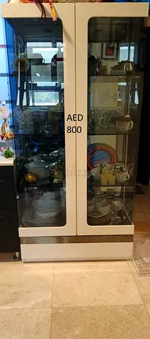 White Glass Display Cabinet / China Cabinet - Good Condition