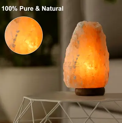 Natural Himalayan Salt Lamp with Wooden Base 100% pure stone