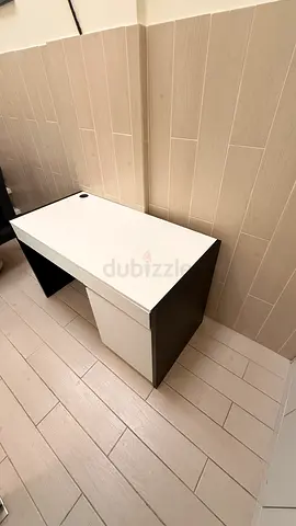 Compact black  white study desk with drawer - good condition