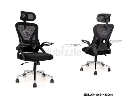 Ergonomic Mesh Office Chair with Headrest - Black, Adjustable Lumbar Support