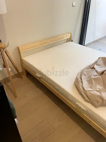 Sturdy Wooden Bed Frame with Comfortable Mattress