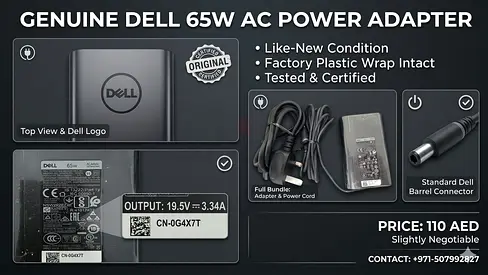 Dell Laptop Charger 65W – Like New Condition