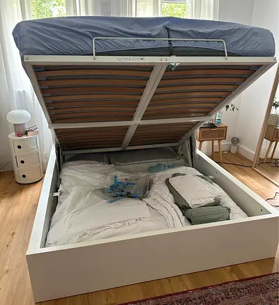 Ikea Hydraulic King size bed with mattress available in perfect condition