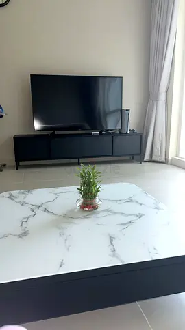 Modern low TV entertainment unit - black, good condition from Home Centre