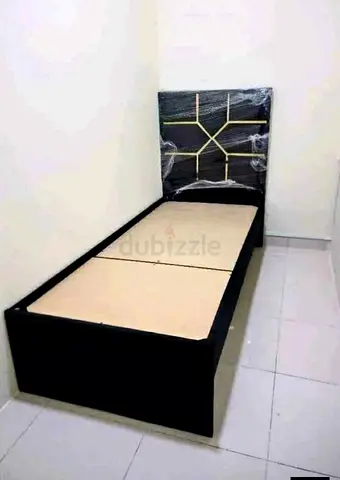 Single Bed Frame with Padded Headboard - Black