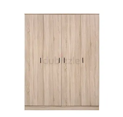 Light Oak 4-Door Wardrobe - Simple Modern Storage