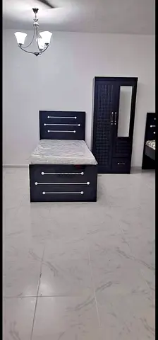 Single bed with storage and matching wardrobe - dark wood set