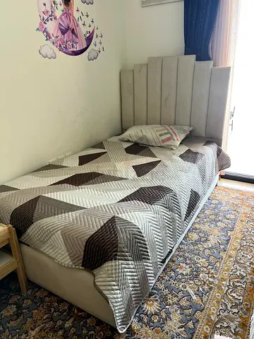 Single upholstered bed with Mattress - Excellent Condition