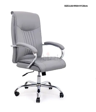 Grey High-Back Executive Office Chair with Chrome Base