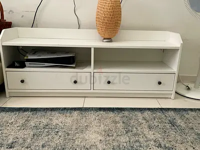 Low white TV unit / media console with drawers