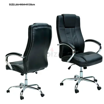 Black High-Back Executive Office Chair with Adjustable Height