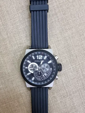 Police Black Mens Sport Chronograph Watch with Rubber Strap