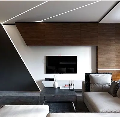 Modern Minimalist Entertainment Center with Wood Finish