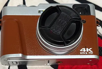 SONGDIAN 48MP 4K Digital Camera with Front  Rear Screens (Brown) - Kit with Memory Card