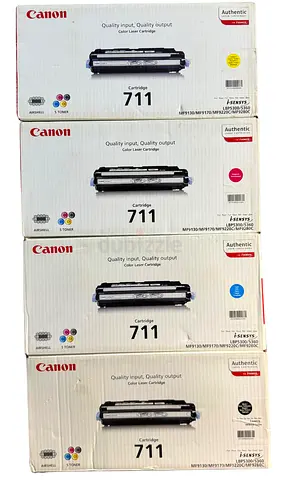 Set of 4 Canon 711 Color Laser Toner Cartridges (New in Boxes)