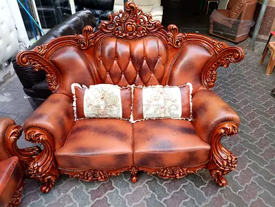 Sofa Chesterfield Luxury Brown Leather 4+2+1