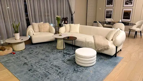Light Blue Modern Area Rug — 2.5 x 3.5 m (approx), gently used