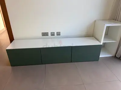 IKEA TV Console / Storage Unit with Side Shelf - Modern Minimalist