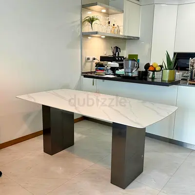 Luxury porcelain Dining Table – Custom Modern Oval Table with Ribbed Base