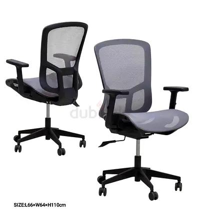 Ergonomic Mesh Office Chair with Adjustable Armrests (Grey)