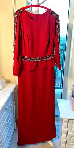 Red Sequined Evening Dress