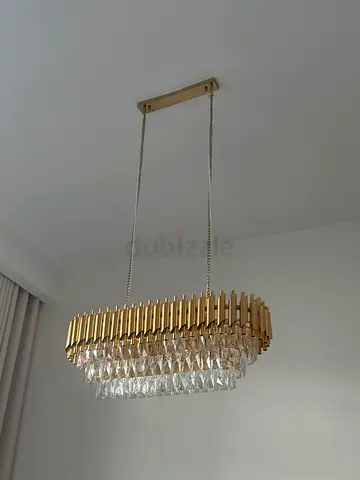 Modern gold crystal chandelier - rectangular pendant light