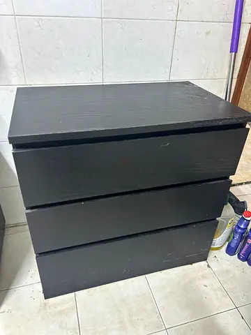 Black 3-Drawer Chest / Small Dresser - Good Condition