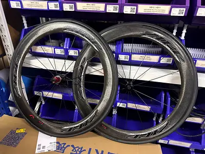 Pair of Zipp-style Carbon Deep Section Road Bike Wheels (Front + Rear)