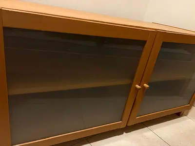 IKEA Light wood TV/Entertainment Cabinet with Glass Doors - Good Condition