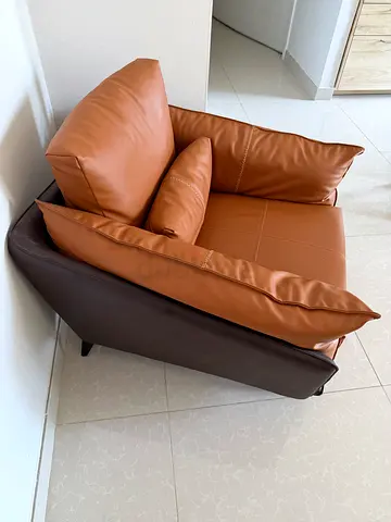 Synthetic Leather Armchair in Brown - Comfortable Single Seater