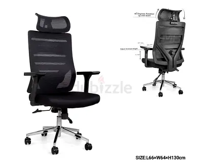 Ergonomic High-Back Mesh Office Chair with Headrest - Black