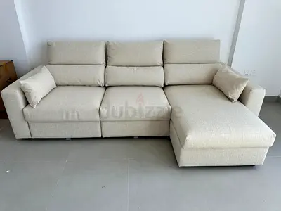 Beige color Ikea Eskilstuna sofabed with storage space